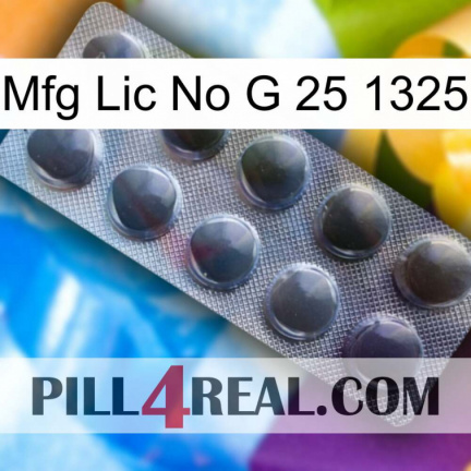 Mfg Lic No G 25 1325 30